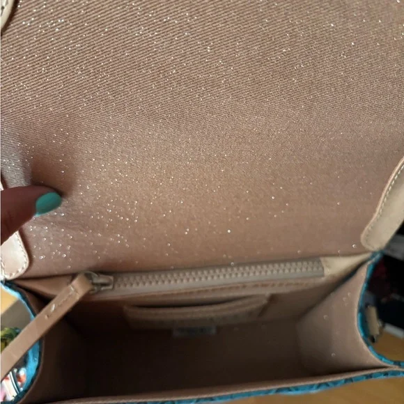 Consuela Turquoise Crossbody Bag with Multicolor Strap - Picture 2 of 6